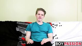 Blond twink with fat ass interviewed and dicked down raw