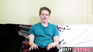 Blond twink with fat ass interviewed and dicked down raw