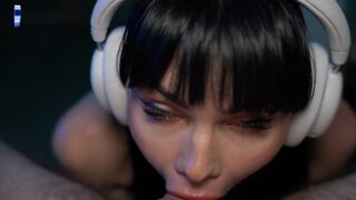 Cum in the Mouth of a Glamorous Gamer