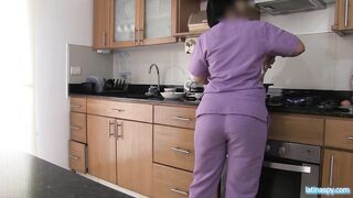 Step mom with huge round ass works as a maid and gets fucked by the boss