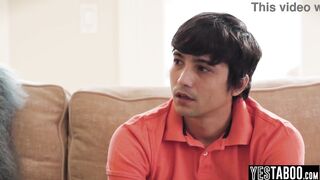 Big boobs MILF stepmom motivates horny teen stepson to get a job