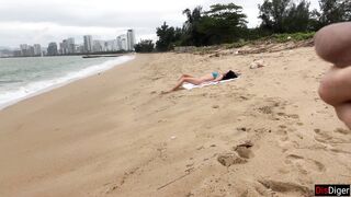 Babe Can I Cum On Your Tits? - Public Cock Flashing On The Beach