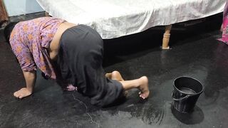 My aunty is cleaning the house and I hugged my step aunty